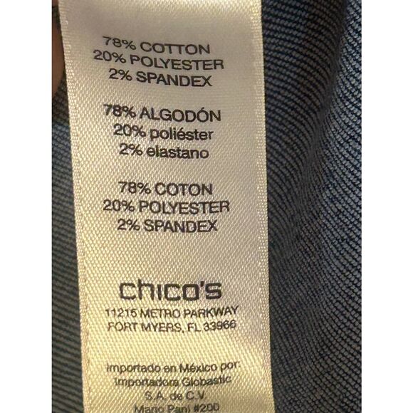 Chico's Womens Jean Jacket Dark Wash Collarless Button Up Size 0=4 (5312) - Picture 5 of 6